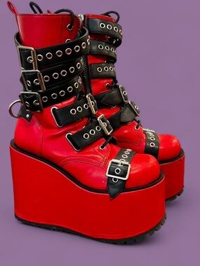 Current Mood x Dolls Kill - Hell Raiders Wedge Boots